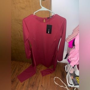Fashion Nova Burgundy Wrap Dress